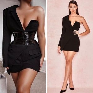 House of CB Febe One Shoulder Tuxedo Dress